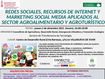 Curso gratuito de Redes Sociales, Recursos de Internet y Marketing aplicados al sector Agroalimentario y Agroturstico