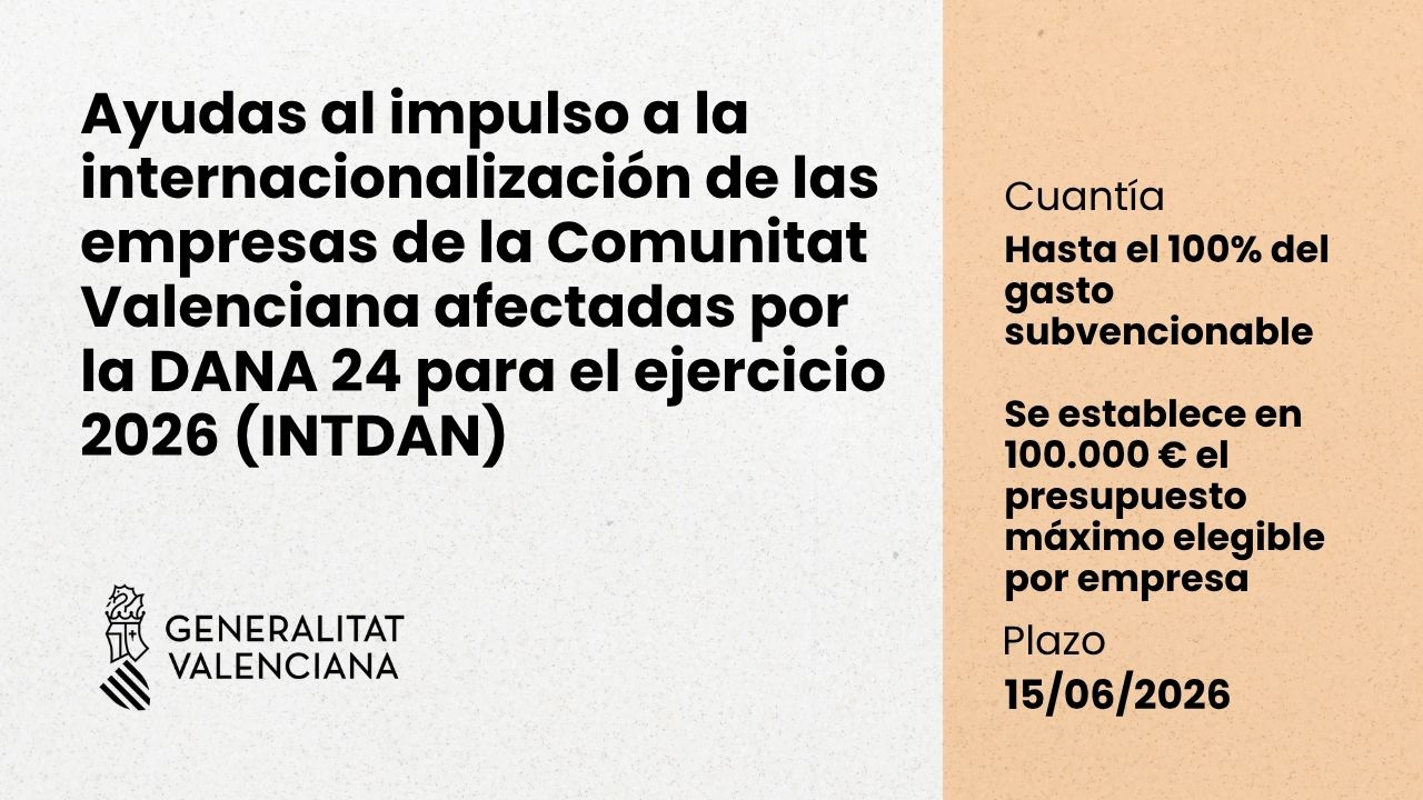 Ayudas al impulso a la internacionalización de las empresas de la Comunitat Valenciana afectadas por la DANA 24