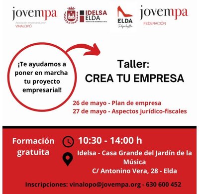 Taller: Crea tu empresa – mayo 2026 – Elda