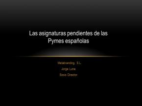 portada ponencia asignaturas pendientes PYMES espa�olas