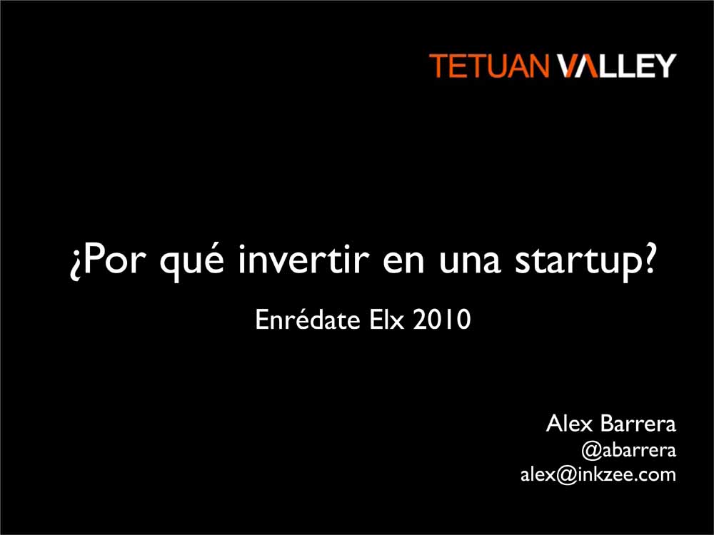 Carátula o portada ponencia "Por qué invertir en una Start up"
