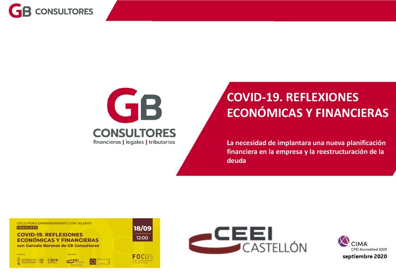 Ponencia de Gonzalo Boronat la sesi�n COVID-19. Reflexiones econ�micas y financieras