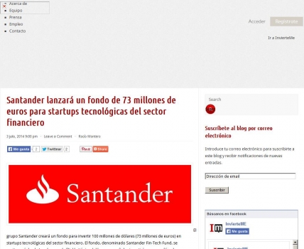Santander lanzar� un fondo de 73 millones de euros para startups tecnol�gicas del sector financiero