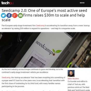 La aceleradora inglesa Seedcamp consigue 30 millones de dolares para invertir en startups europeas
